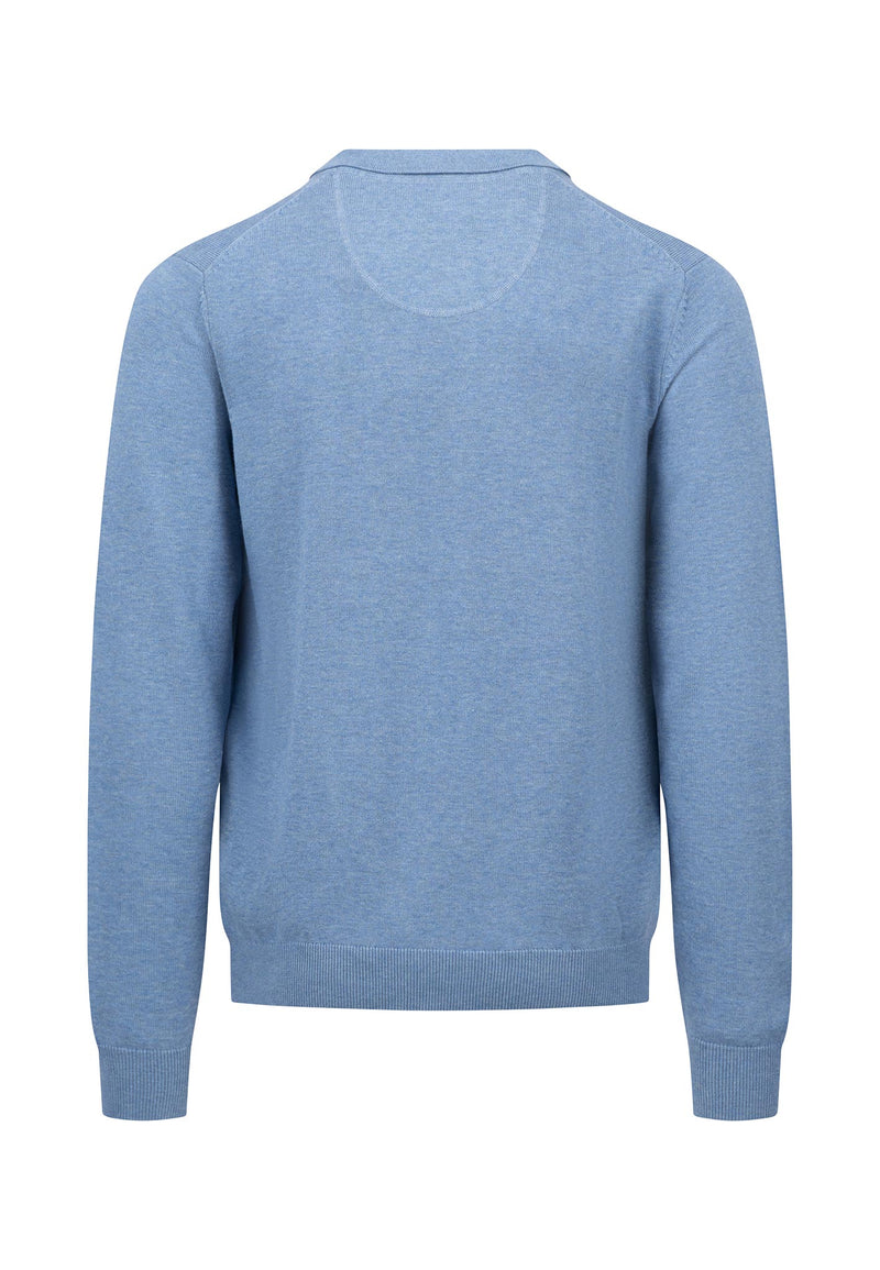 An image of the Fynch-Hatton Long Sleeve Superfine Polo in Cloud Blue.