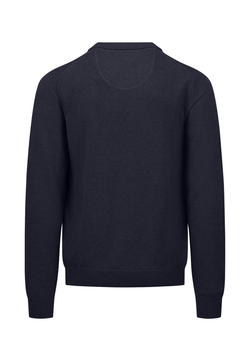 An image of the Fynch-Hatton Long Sleeve Superfine Polo in Navy.