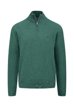 An image of the Fynch-Hatton Troyer Zip Jumper in Dark Emerald.