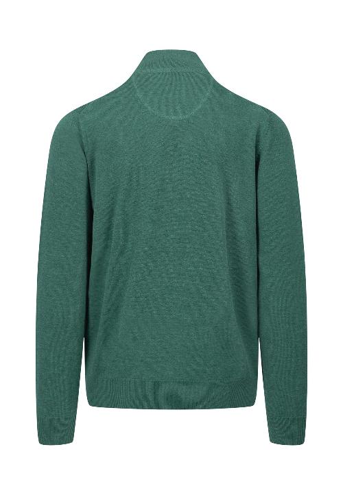 An image of the Fynch-Hatton Troyer Zip Jumper in Dark Emerald.