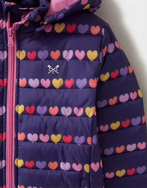 An image of the Didriksons Lightweight Heart Lined Jacket in Navy Pink.