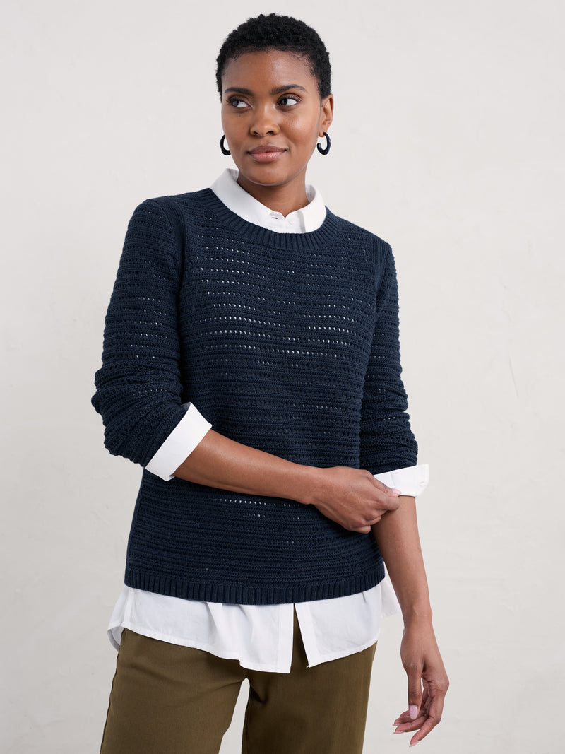 An image of the Seasalt Gull Rock Jumper in Navy.