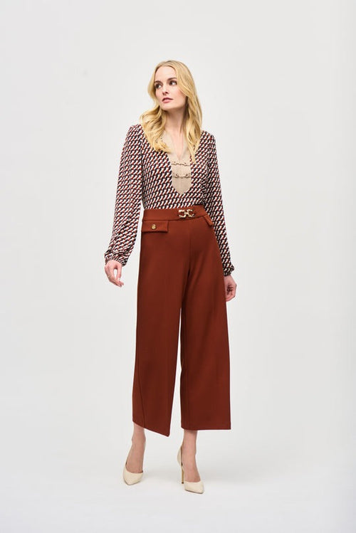 An image of the Joseph Ribkoff Wide Leg Trousers in Cinnamon.