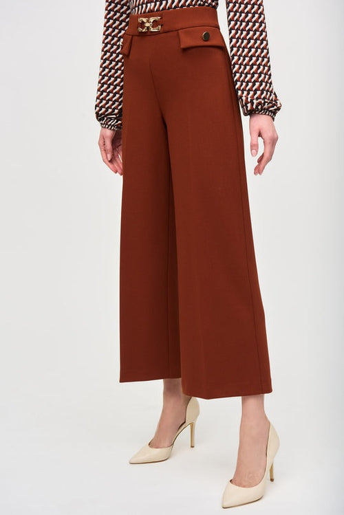 An image of the Joseph Ribkoff Wide Leg Trousers in Cinnamon.