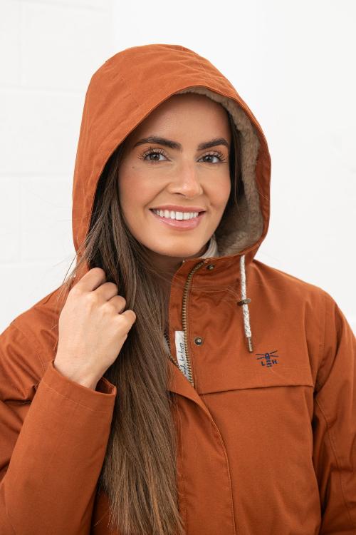 An image of the Lighthouse Isobel Ladies Coat in Rust.