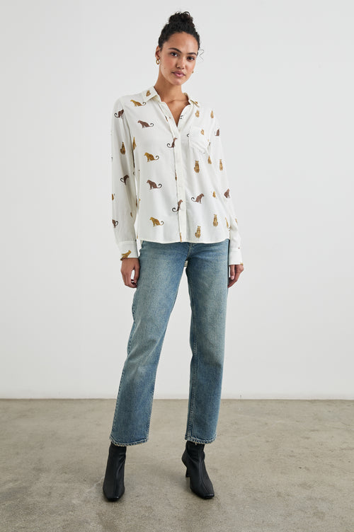 An image of the Rails Kathryn Button Down Shirt in Wild Animals.