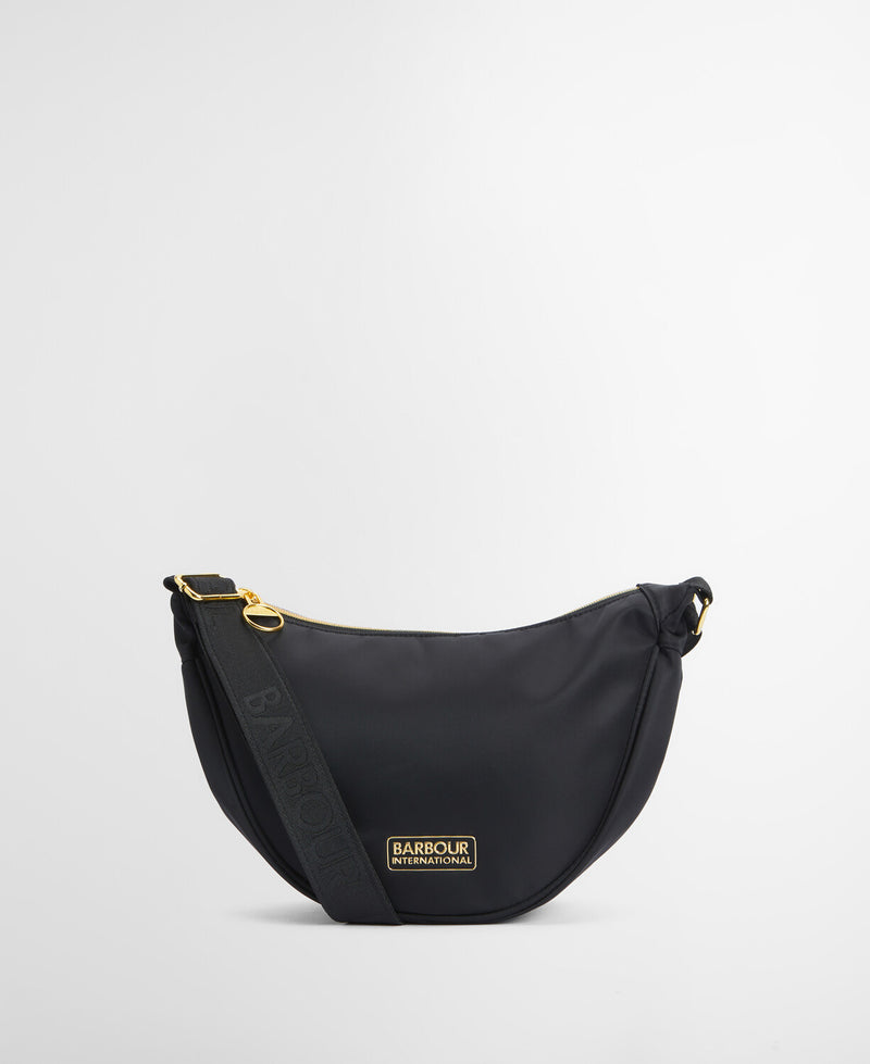 An image of the Barbour International Qualify Sling Bag in Black.