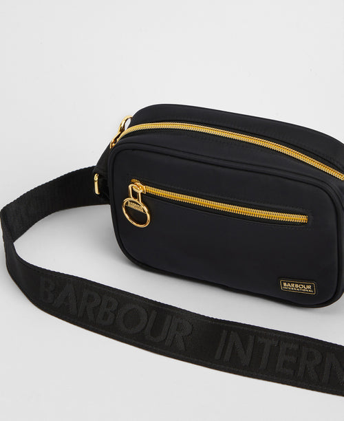 An image of the Barbour International Qualify Micro Crossbody in Black.