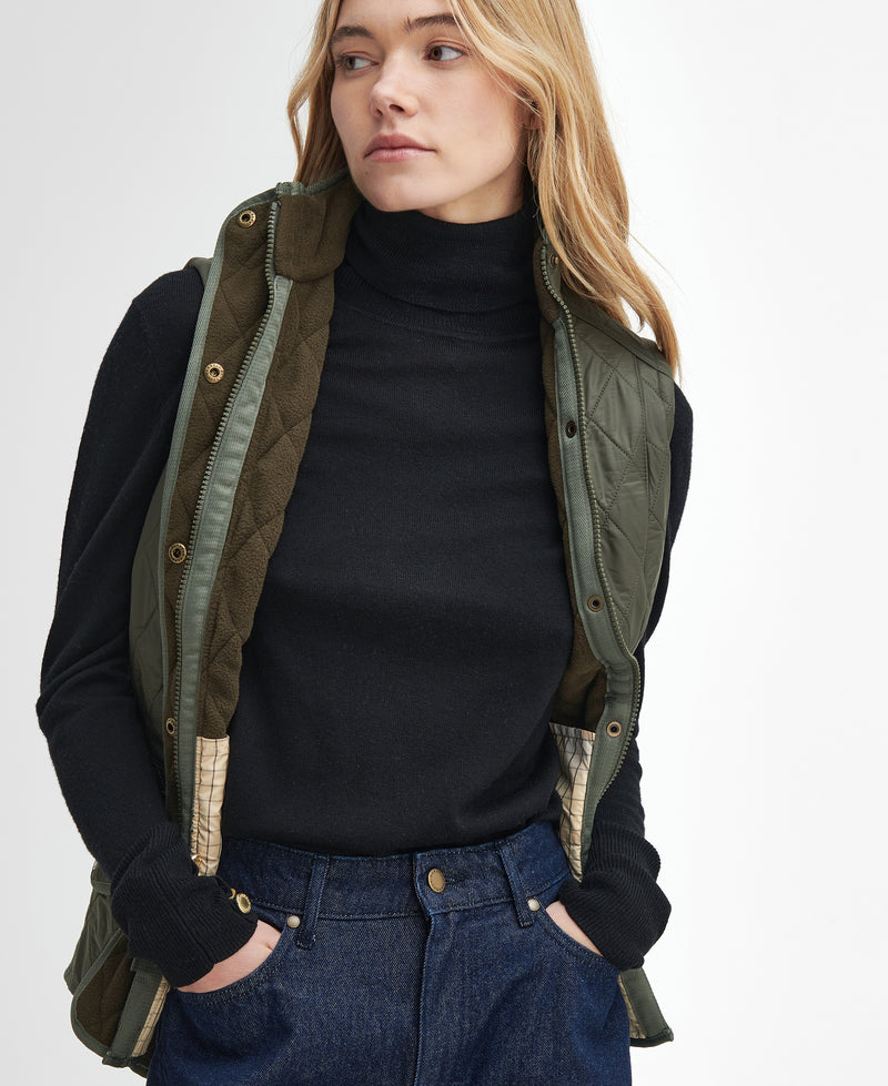 An image of the Barbour Cavalry Gilet in Olive.