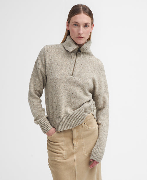 An image of the Barbour Lavensdale Jumper in Oatmeal.