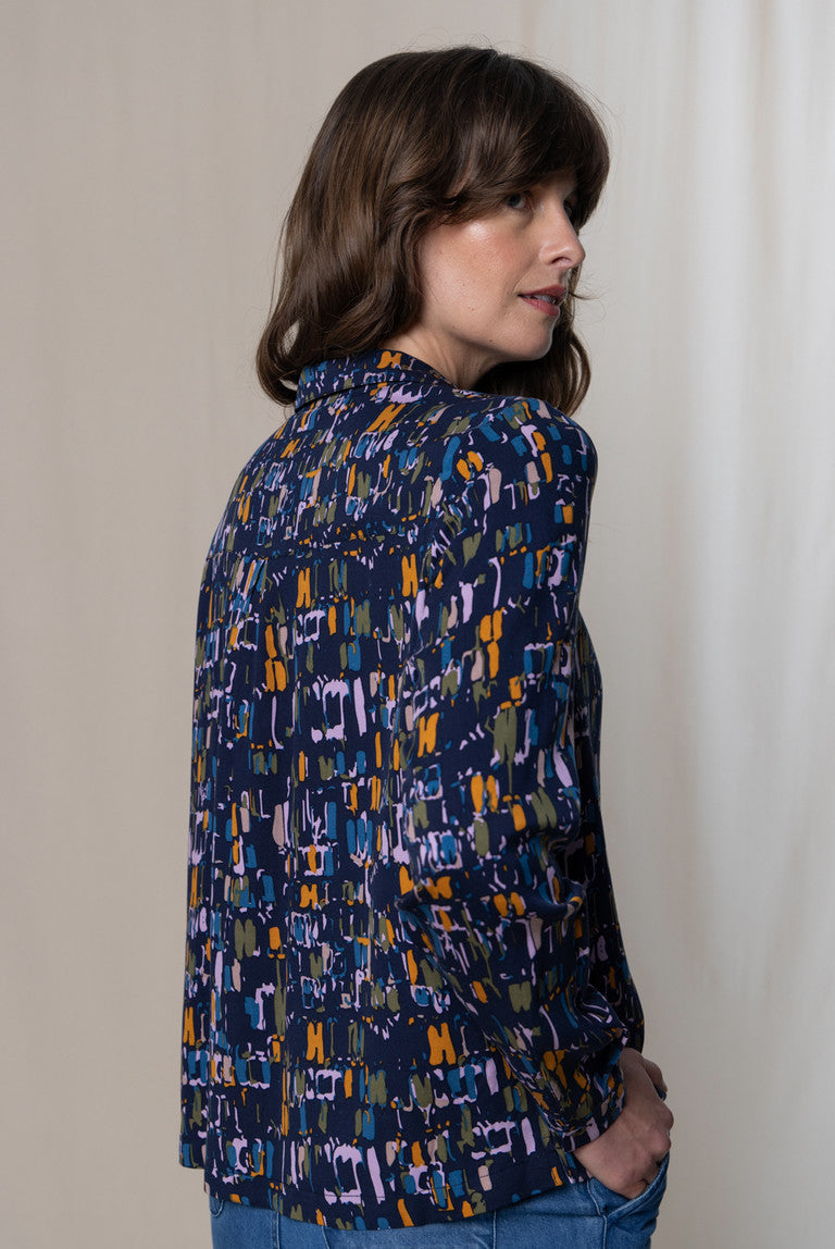 An image of the Lily & Me Ebley Shirt Cobbles in Navy.