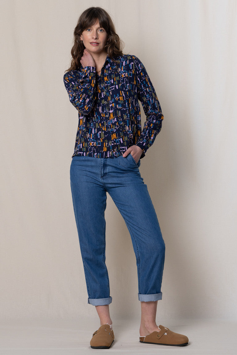 An image of the Lily & Me Ebley Shirt Cobbles in Navy.