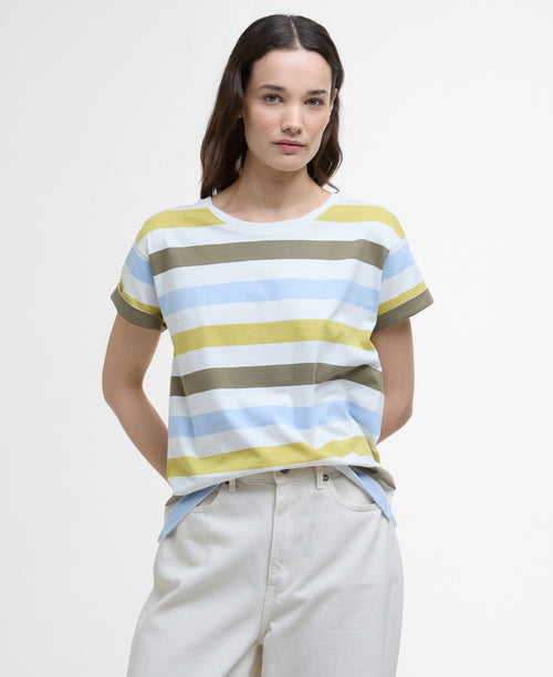 An image of the Barbour Lyndale Top in Limeade Stripe.