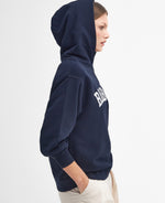 An image of the Barbour Northumb Hoodie in Navy / White.