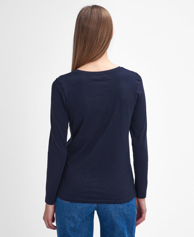 An image of the Barbour Hedley Long Sleeve T-Shirt in Navy.