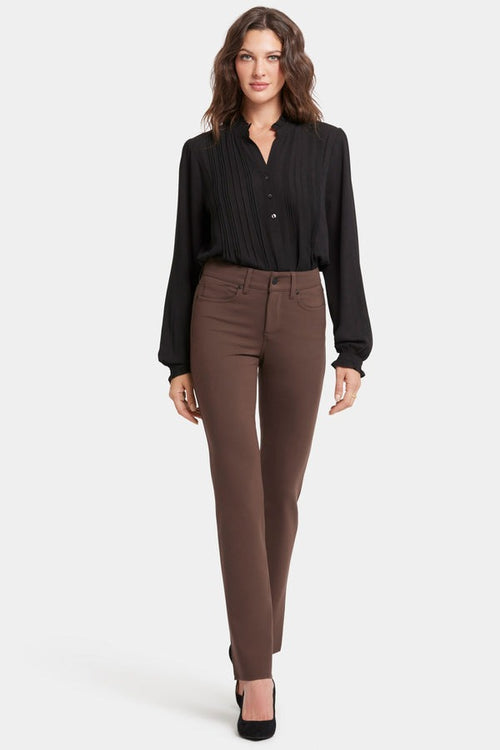 An image of the NYDJ Marylin Straight Trousers in Coffee Bean.