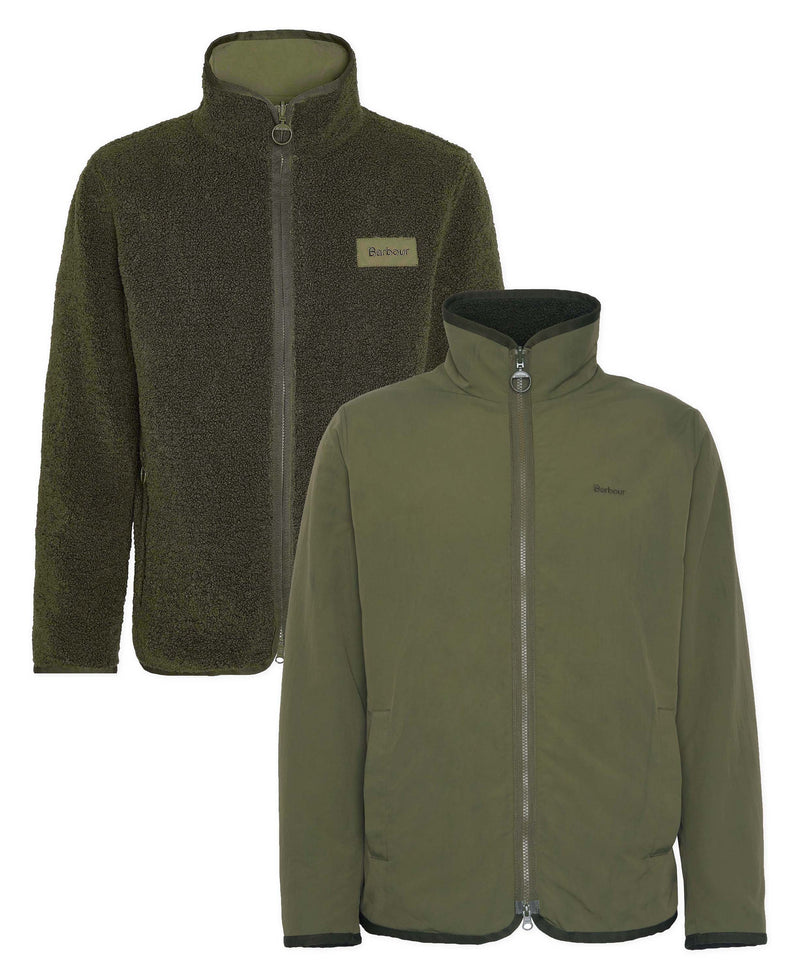 An image of the Barbour Reversible Fleece in Fern.