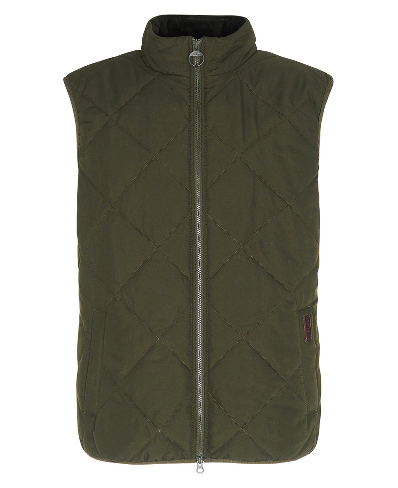 An image of the Barbour Hybrid Gilet in Olive.