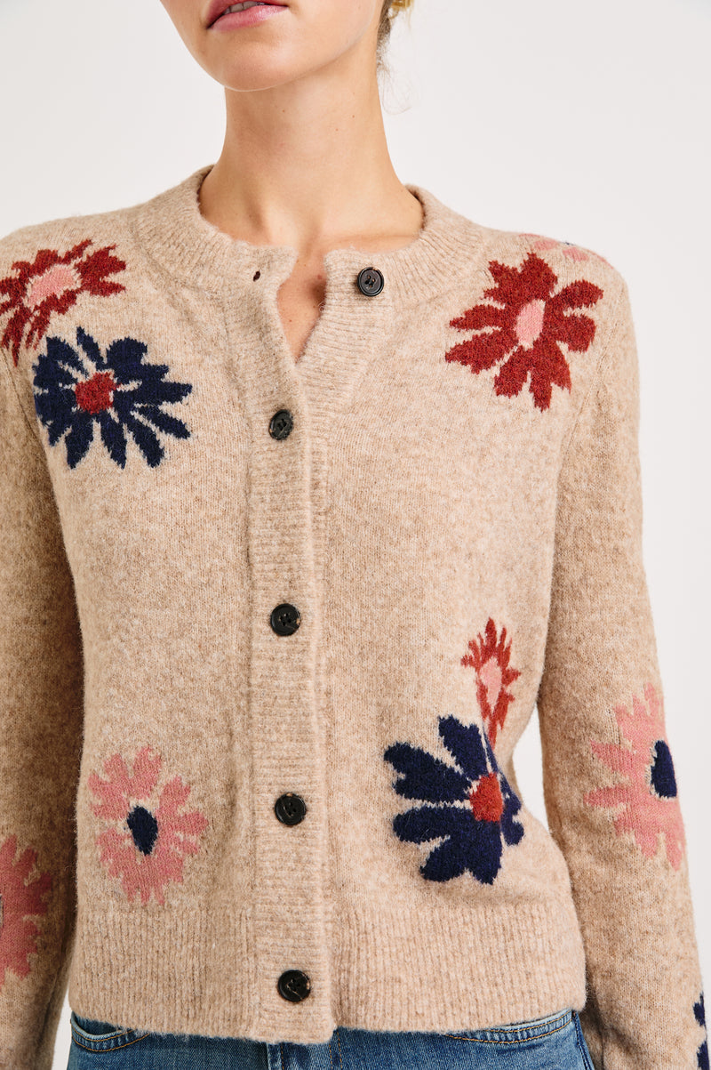 An image of the Rails Millie Cardigan in Mauve Meadow.