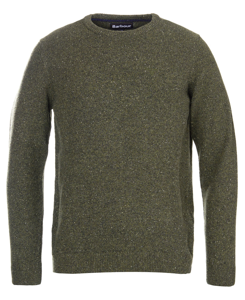 An image of the Barbour Essential Tisbury Crew Neck Jumper in Dark Seaweed.