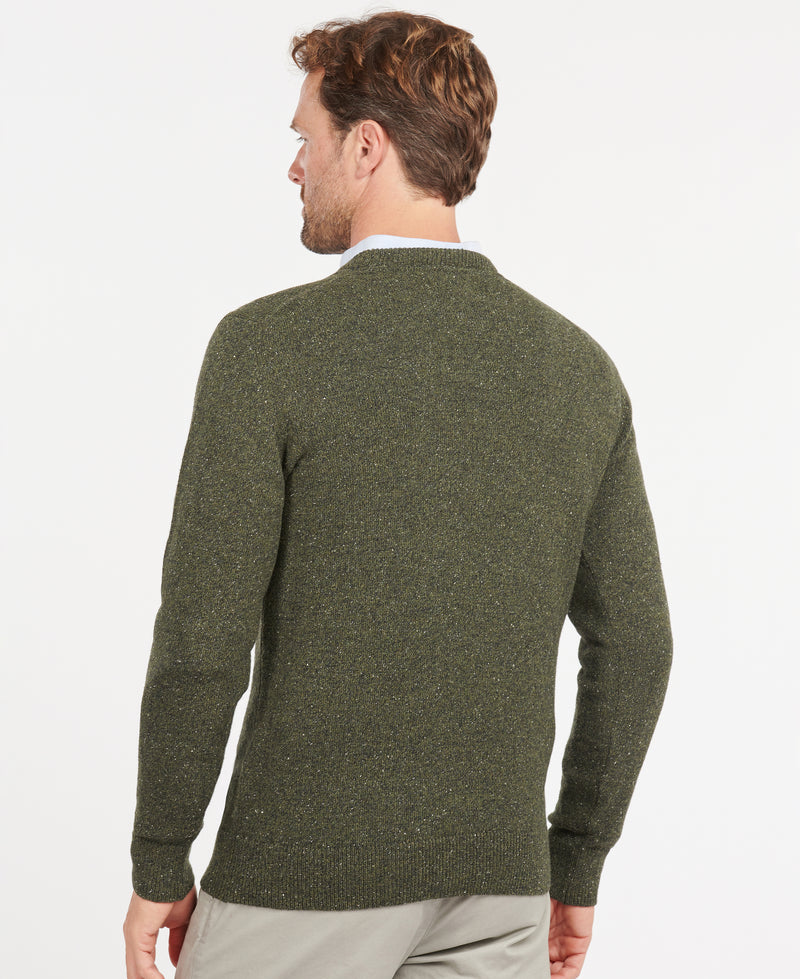 An image of the Barbour Essential Tisbury Crew Neck Jumper in Dark Seaweed.