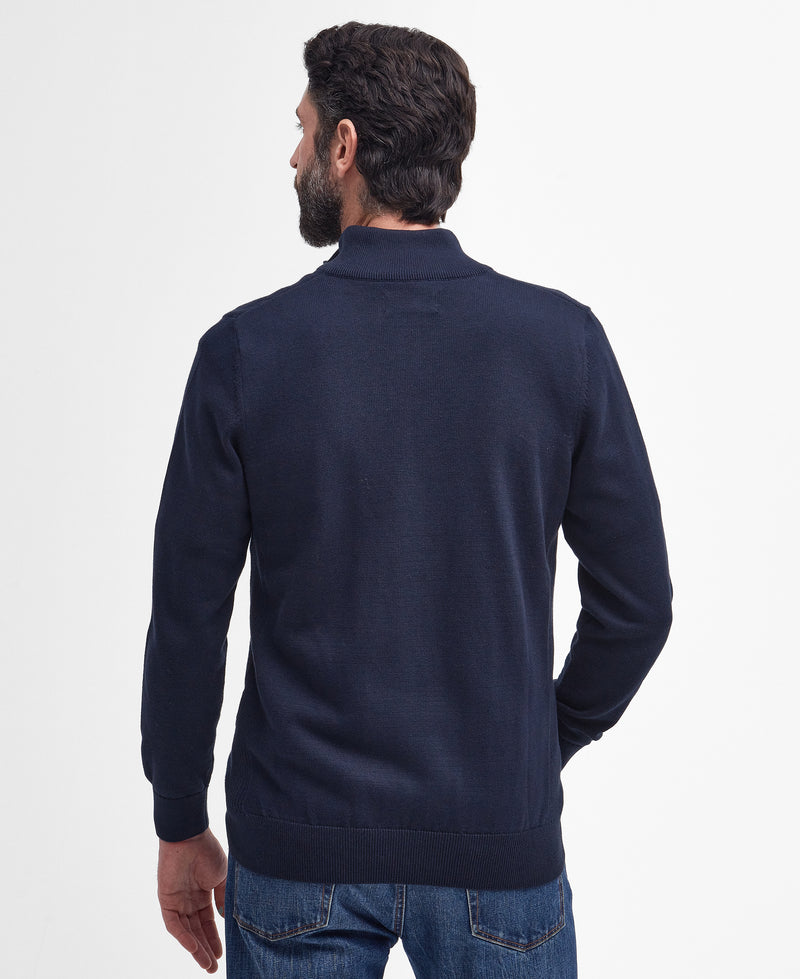 An image of the Barbour Cotton Half Zip Knit Sweater in Navy.