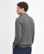 An image of the Barbour Cotton Half Zip Knit Sweater in Olive.