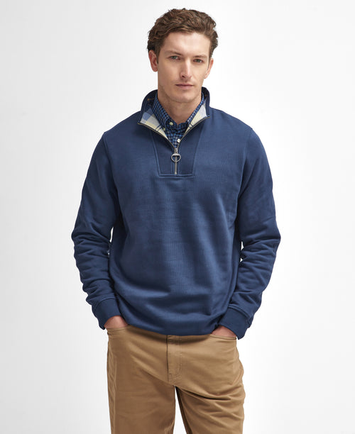 An image of the Barbour Nelson Half Zip Jumper in Navy.