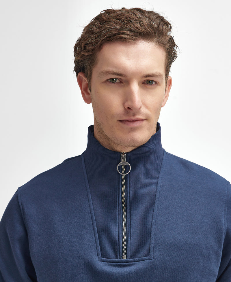 An image of the Barbour Nelson Half Zip Jumper in Navy.