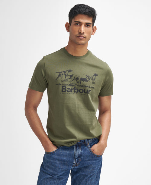 An image of the Barbour Field Dog T-Shirt in Mid Olive.