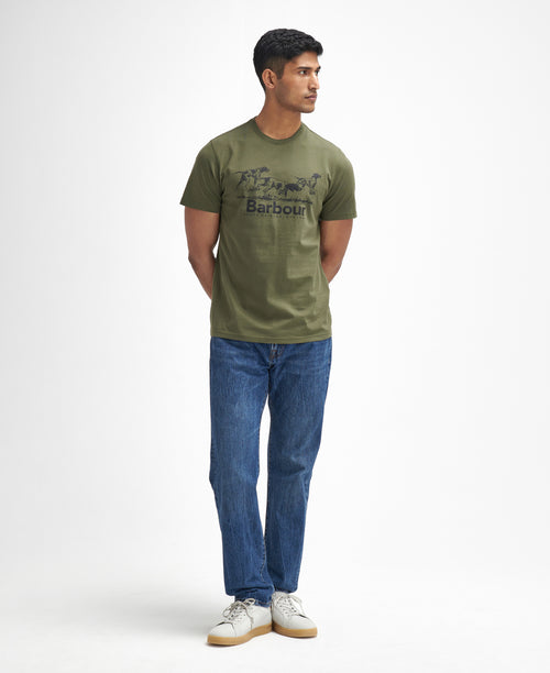 An image of the Barbour Field Dog T-Shirt in Mid Olive.