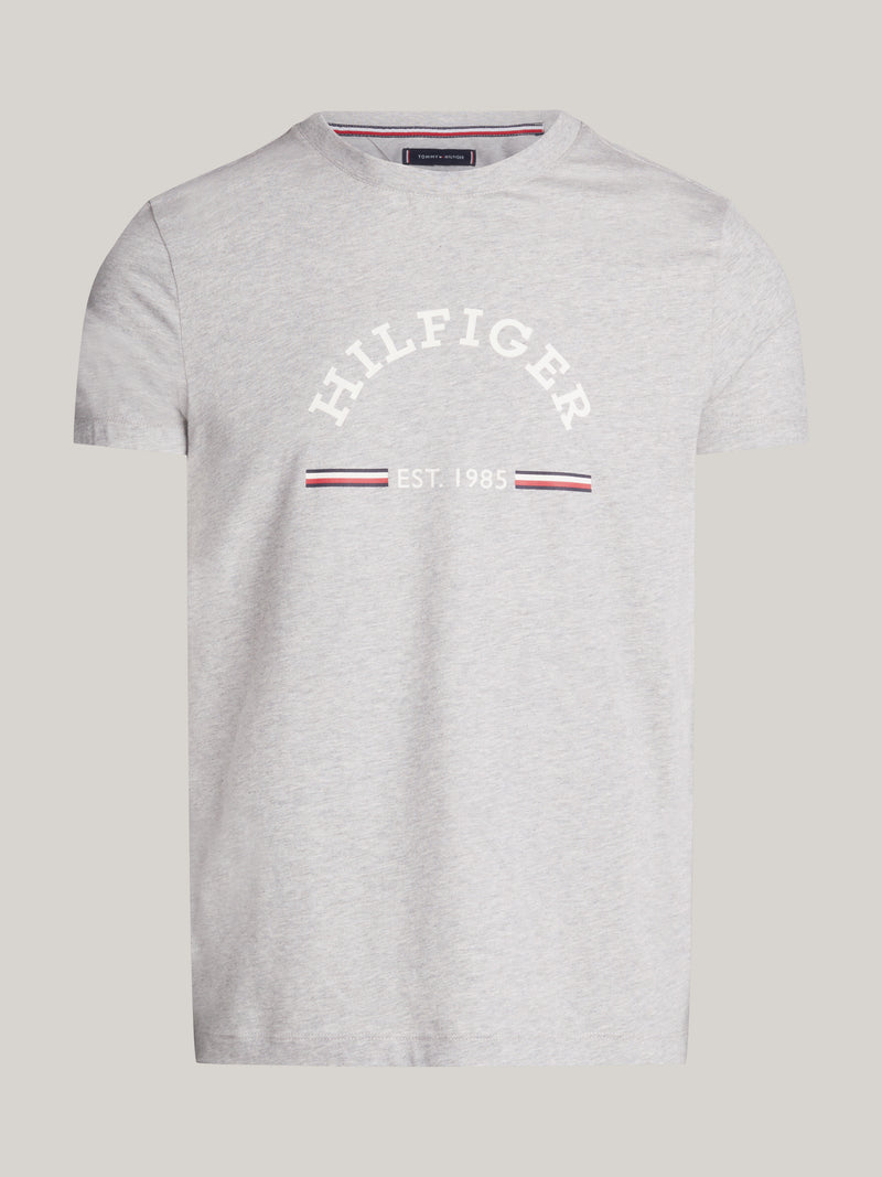 An image of the Tommy Hilfiger Logo Slim Fit T-Shirt in Light Grey Heather.