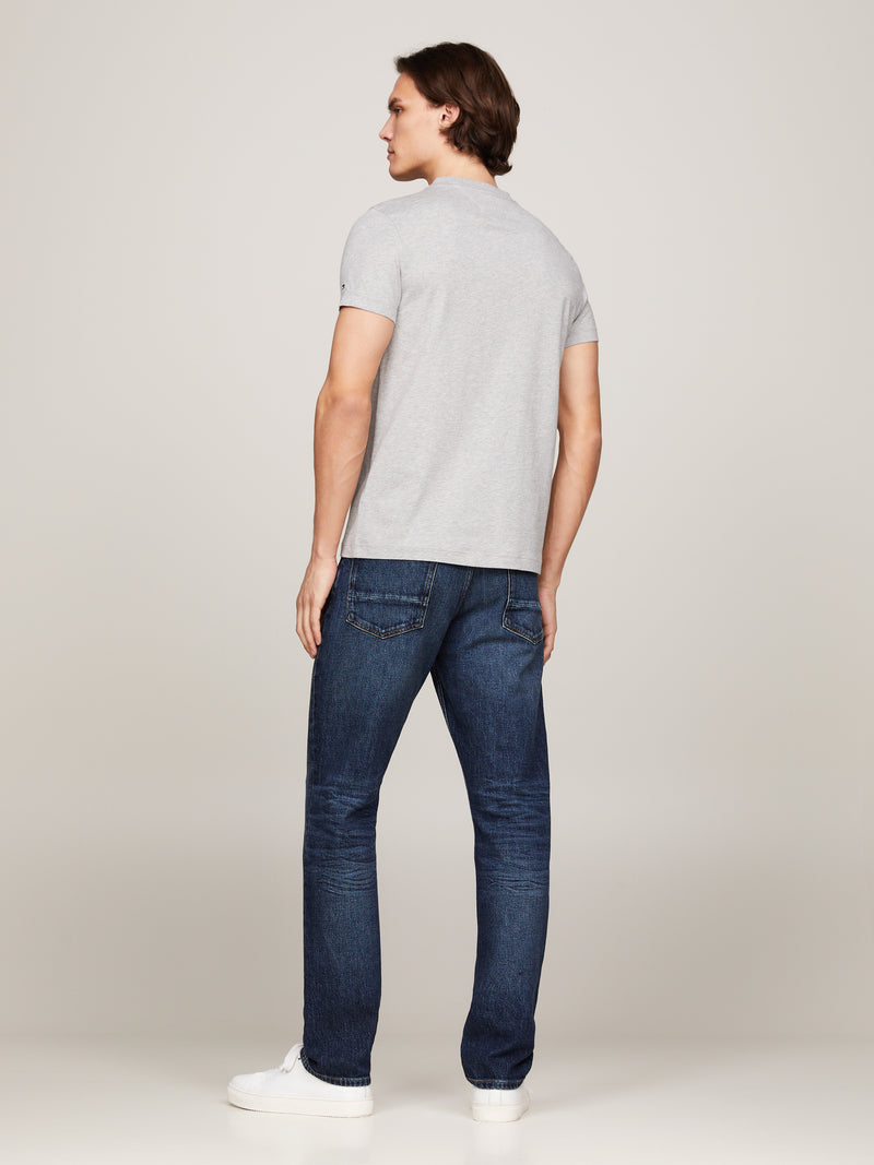 An image of the Tommy Hilfiger Logo Slim Fit T-Shirt in Light Grey Heather.