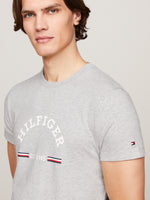 An image of the Tommy Hilfiger Logo Slim Fit T-Shirt in Light Grey Heather.