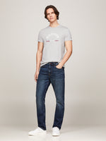 An image of the Tommy Hilfiger Logo Slim Fit T-Shirt in Light Grey Heather.