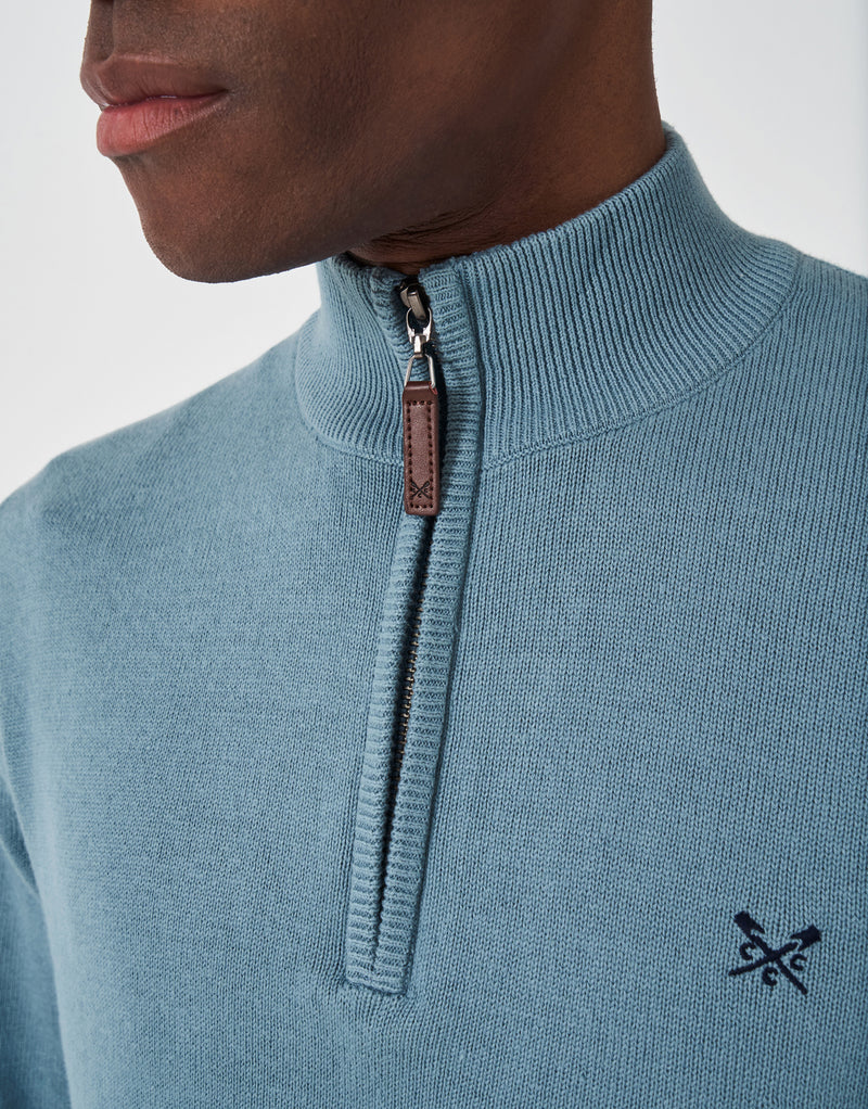 An image of the Crew Clothing Organic Cotton Half Zip Jumper