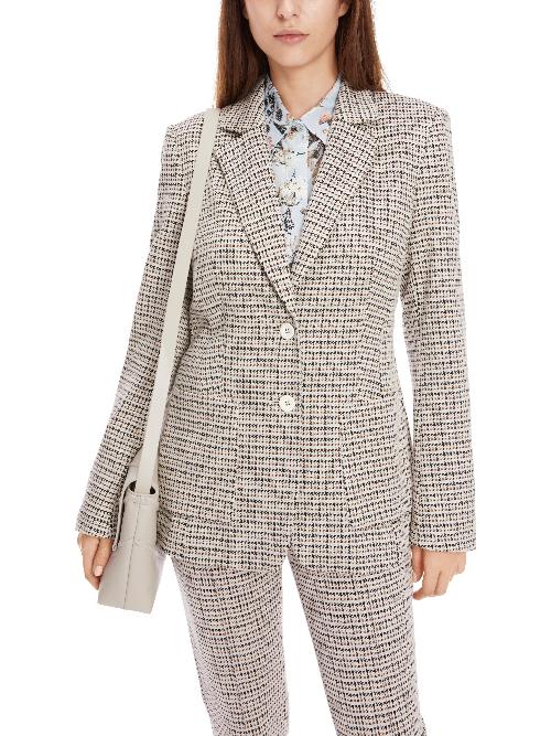 An image of the Marc Cain Houndstooth Blazer in Smoke.