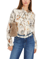 An image of the Marc Cain Animal Print Blouse in Smoke.