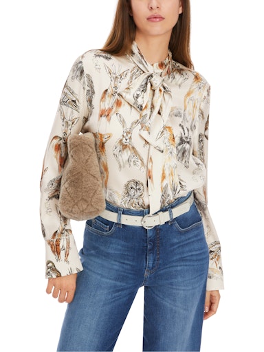 An image of the Marc Cain Animal Print Blouse in Smoke.