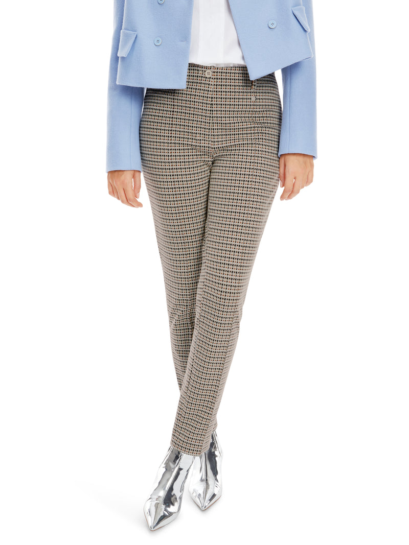 An image of the Marc Cain Houndstooth Trousers in Smoke.