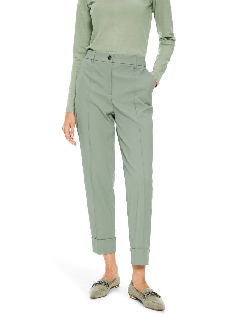 An image of the Marc Cain Cuffed Trousers in Frozen Sage.