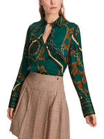 An image of the Marc Cain Blouse With Chain Detail in Soft Forest.