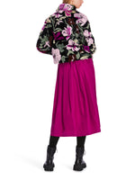 An image of the Marc Cain Floral Faux Fur Jacket in Black.