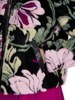 An image of the Marc Cain Floral Faux Fur Jacket in Black.