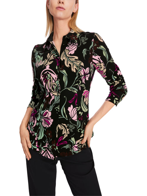 An image of the Marc Cain Floral Blouse in Black.