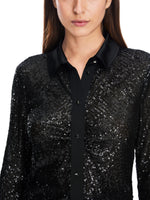 An image of the Marc Cain Sequin Blouse in Black.