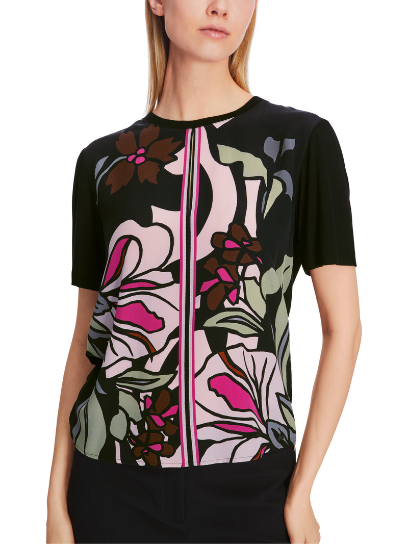 An image of the Marc Cain Blouse with Floral Print in Black.