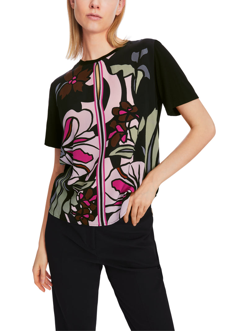 An image of the Marc Cain Blouse with Floral Print in Black.