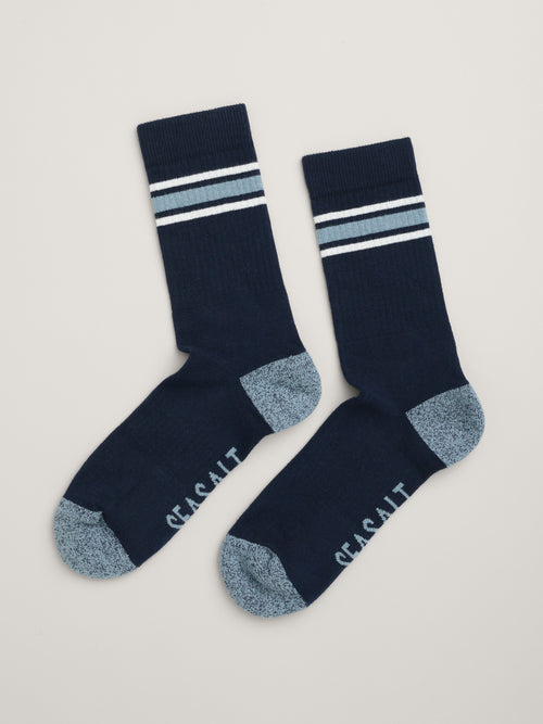 An image of the Seasalt Men's Cushioned Crew Socks in Dunmere Maritime Chalk.