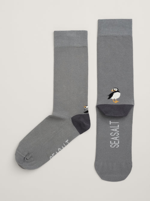 An image of the Seasalt Men's Everyday Socks in Up Harbour Smoke Grey.